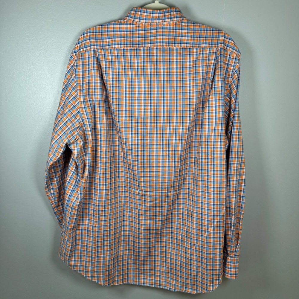 Polo Ralph Lauren Mens XL Orange Blue Plaid Long Sleeve Cotton Button Down Shirt - Picture 4 of 6